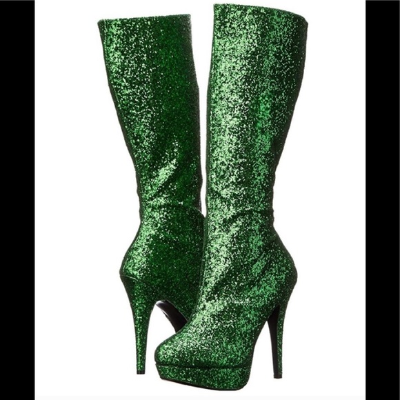 green glitter boots